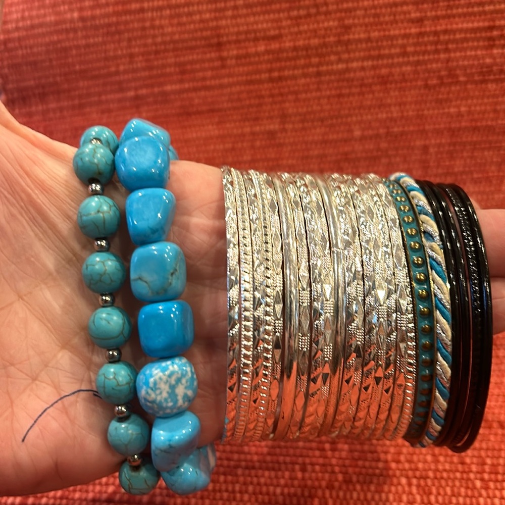 25 Bracelets-23 Bangles and 2 Turquoise Beaded